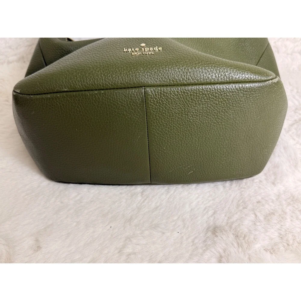 Kate Spade Medium Hobo Bag Olive Green Pebbled Leather Gold Hardwear KB694